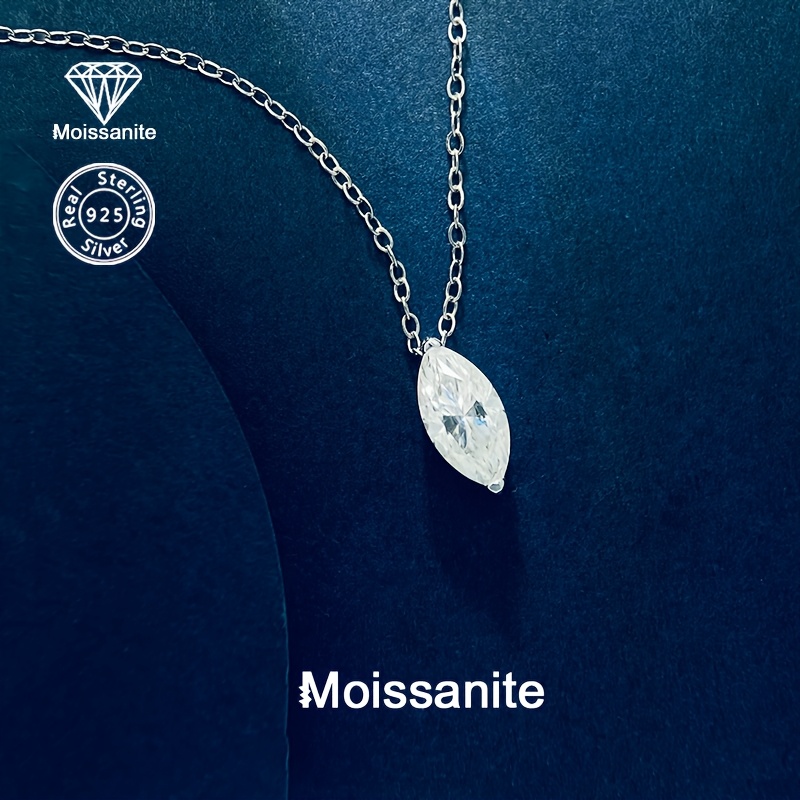 925 Silver Moissanite Water Drop Pendant Necklace for Women